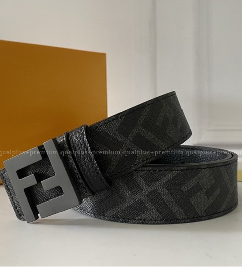 [국내배송] 펜* 리버시블 그레이 레더 스터드 클로저 FF 버클 벨트 블랙