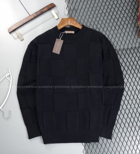 [국내배송] 보*가베네타 패턴체크 메리노울 라운드 니트 (2color)