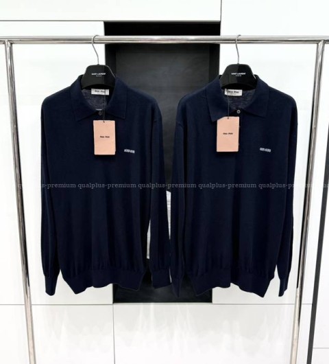 미우미우 로고 폴로 니트