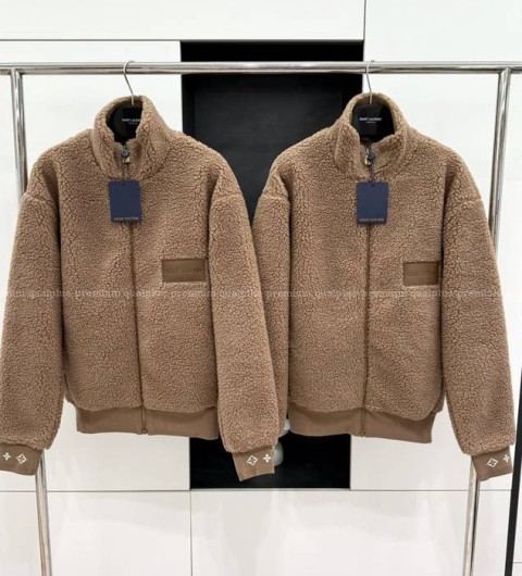 루이비통 레더 패치 플리스 블루종 자켓