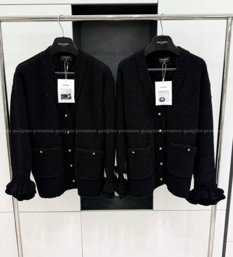 샤넬 플로럴 커프스 울 가디건 여성용