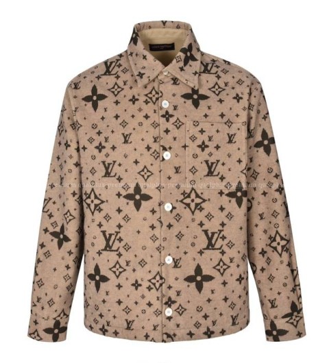 루이비통 모노그램 더블 페이스 울,실크 앤드 캐시미어 블렌드 오버셔츠 자켓