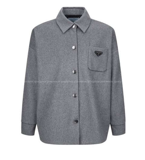 프라다 로고 캐시미어 자켓