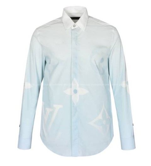 루이비통 모노그램 프린티드 롱 슬리브드 코튼 포플린 셔츠