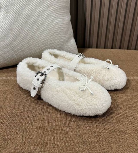 미우미우 램스울 메리제인 플랫슈즈 여성용