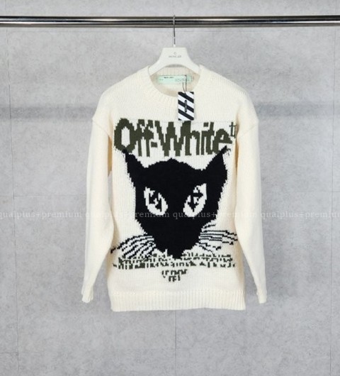 [국내배송] 오*화이트 캣 로고 캐시미어 스웨터 니트